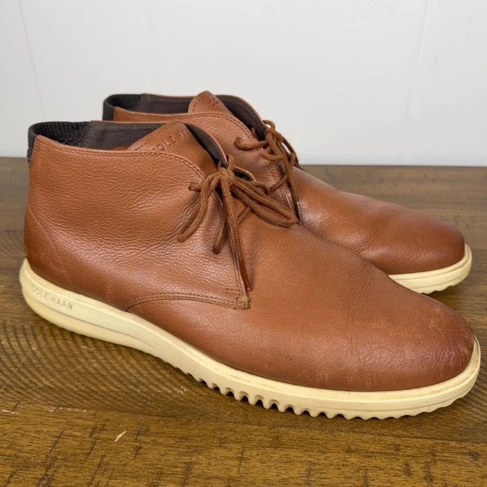 Cole‎ Haan Chukka Boots Mens 12W Brown Grand+ Leather Casual Comfort Shoes